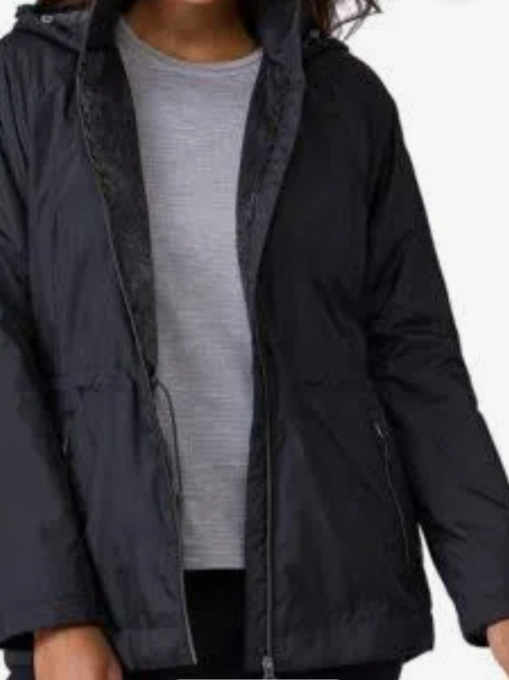 Free Country Black Hooded Anorak Jacket Large Gorpcore Utility Minimalist